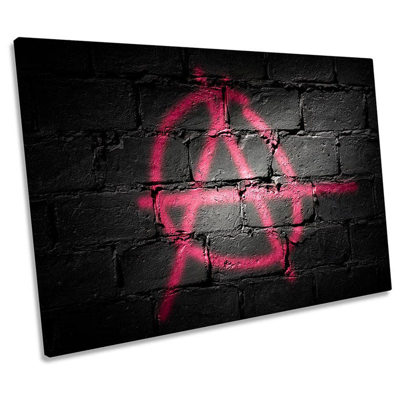 Anarchy Sign Graffiti - Wrapped Canvas Print, 30.5cm H x 45.7cm W x 2cm D