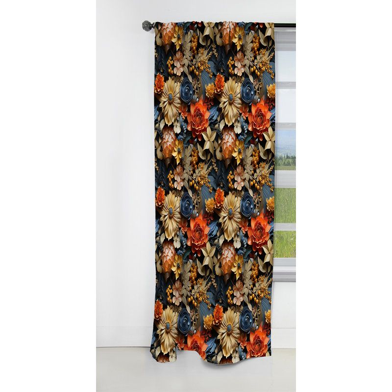 Rideau floral occultant Vintage Tuscan Flowers II - 1 panneau, L 52 po x L 108 po