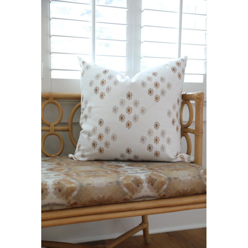 British Brooch Large Repeat Luxury Throw Pillow, Cognac, Square 22"