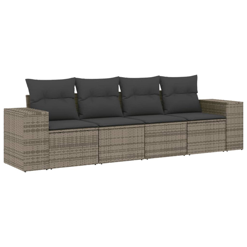 Grand canapé modulaire en rotin PE Vidaxl, Gris
