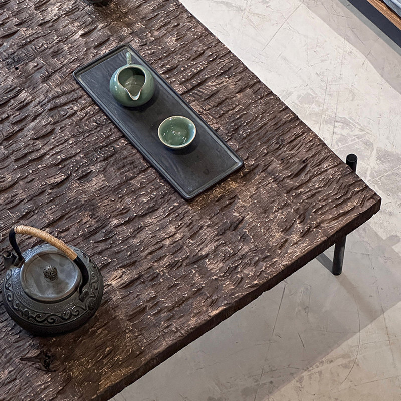 Table basse créative en bois massif Wabi-sabi, H 15,74 po x L 47,24 po x l 35,43 po