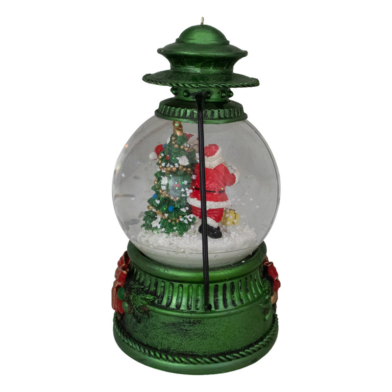 8" Green Lantern Snow Globe with Santa Claus and Kids