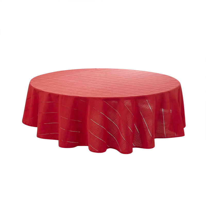 Chadwick Red Cotton-Polyester Round Tablecloth 70"