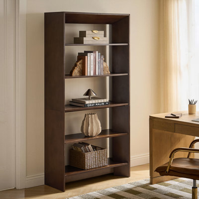 Cooney Modern 76"H 5 Shelf Birch Veneer Finish Bookcase