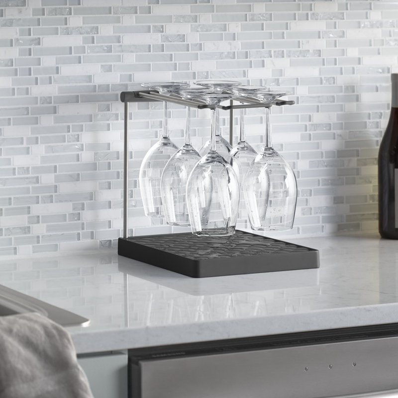 Charcoal Folding Wine Glass Drying Rack Organizer