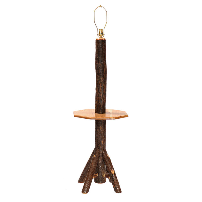 Lampe sur pied en bois d'hickory avec abat-jour Fireside Lodge - naturel