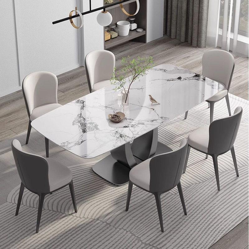 Light luxury simple rectangular dining table set, 29.5"H x 55.1"L x 31.5"W