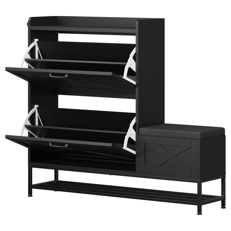 Armoire de rangement pour chaussures 16 paires, Noir