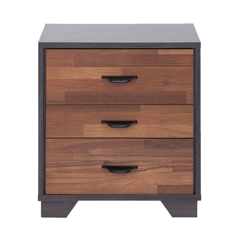Grande table d'appoint 3 tiroirs en noyer avec trois tiroirs