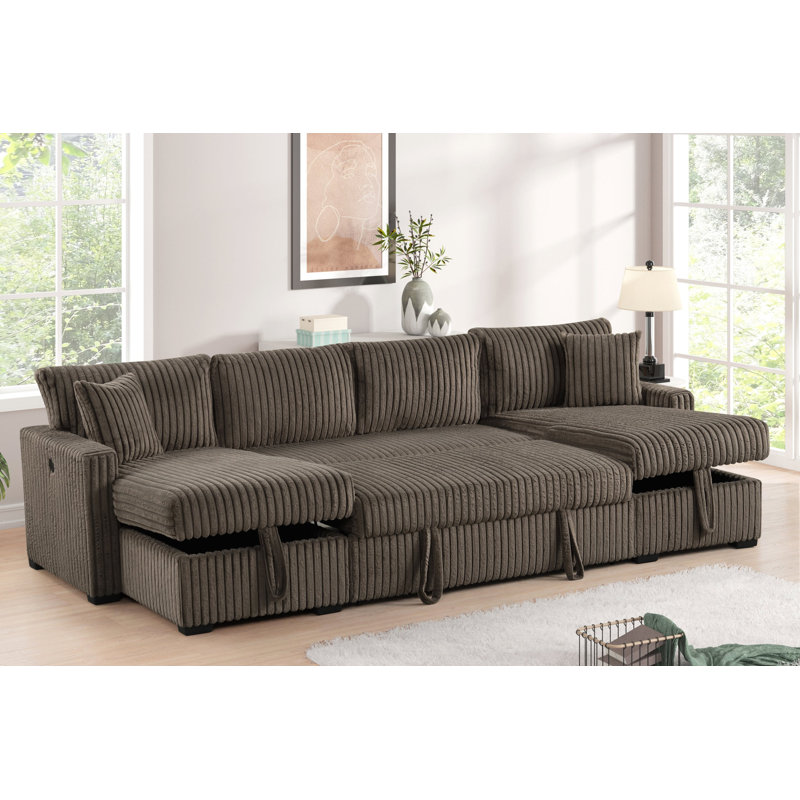 Canapé modulaire à double rangement, Tissu moka