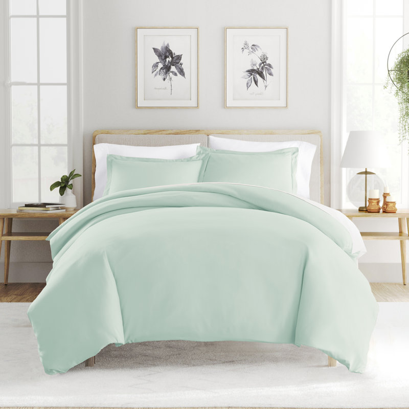 Super Soft Double Brushed Duvet Cover Set, Aqua, Full/Queen Duvet Cover + 2 Standard Shams