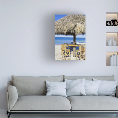 Art mural sur toile tendue - "Tiki Cafe" par Mary Lou Johnson pour décoration de salon, de chambre à coucher ou de bureau - 22 x 32