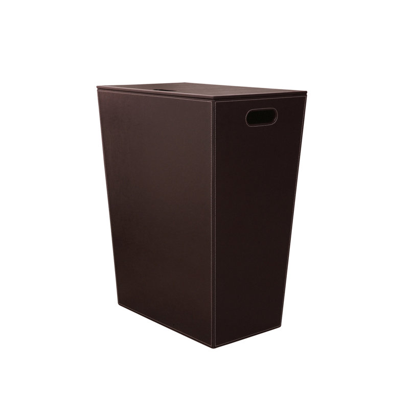 Wood Laundry Hamper with Handles, Small (18.9" H x 16.9" W x 10.2" D), Dark Brown