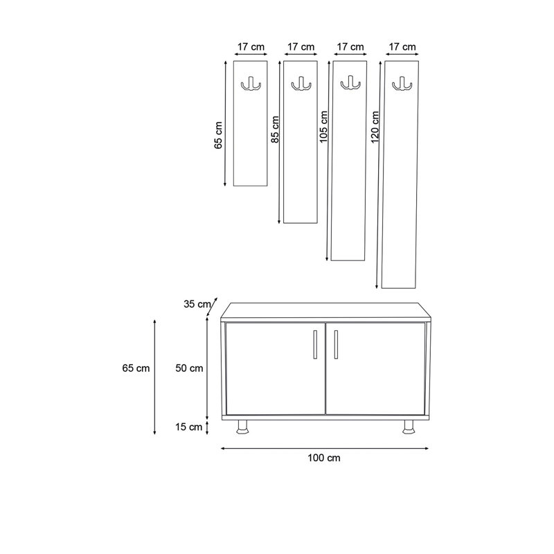 Hader Hall Tree 100cm Wide with Bench and Shoe Storage