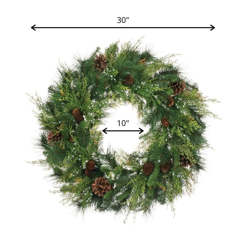 30" Artificial Mixed Pine Wreath