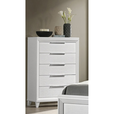 Mobilier de chambre contemporain en bois massif avec rangement à 5 tiroirs