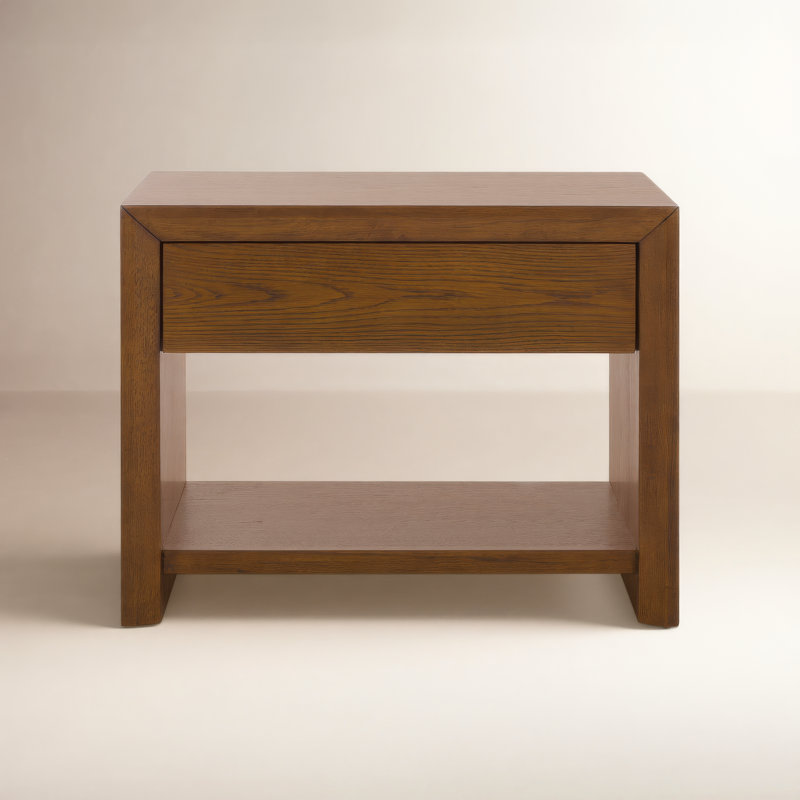 Darnell Wood 1 Drawer Nightstand, Medium Oak