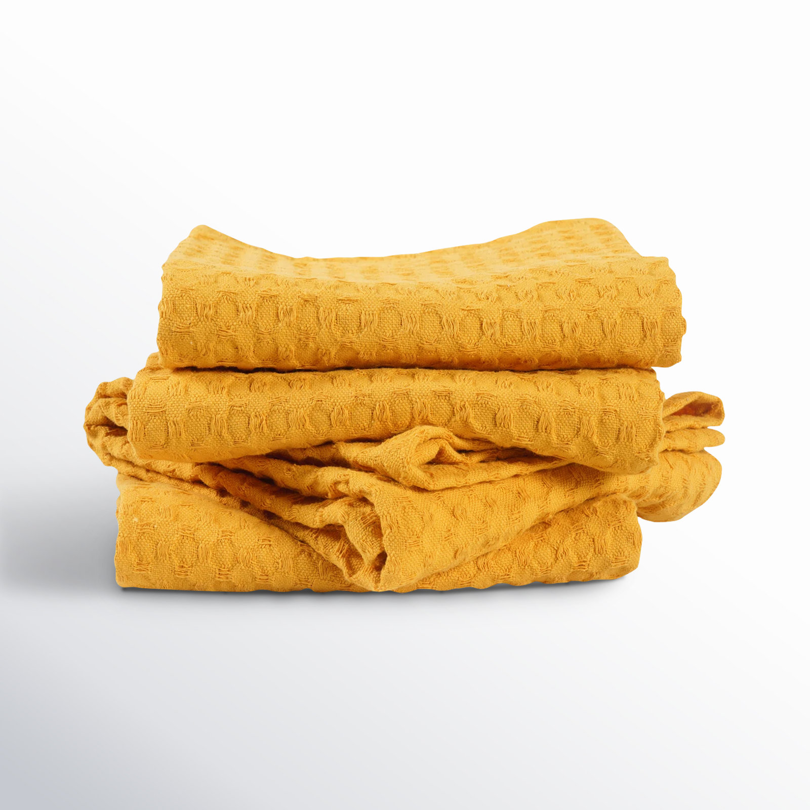 Estero Cotton Waffle Dish Cloth Kitchen Towel, Ochre