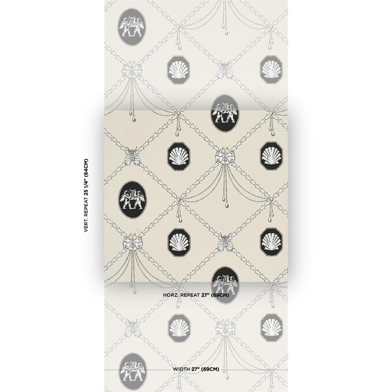 Papier peint Schumacher X Backdrop Edith, Noir