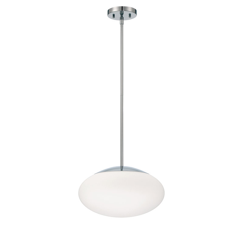 Luminaire suspendu sphère 1 lumière, Chrome, Blanc givré