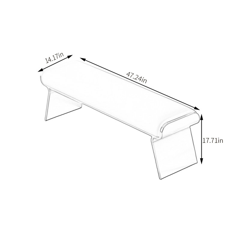 Banc rembourré en microfibre de cuir, H 17,71 po x l 47,24 po x P 14,17 po
