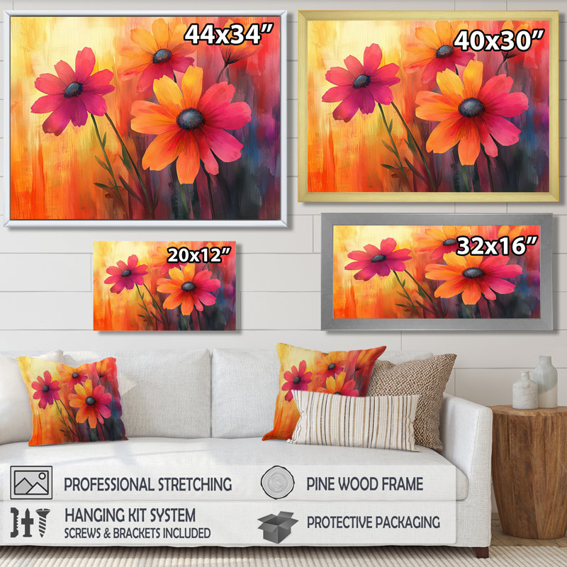 Jacquetta - Floral Wall Art, Single Picture Framed Print, 30" H x 40" W, Gold