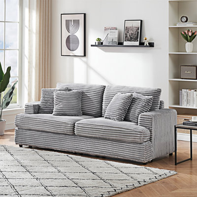Upholstered Sofa With Throw Pillows