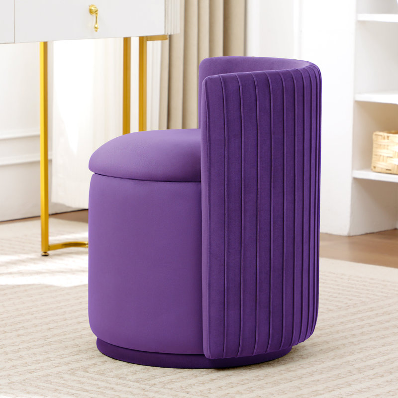 Chaise de coiffeuse pivotante en velours à 360 degrés avec rangement, Gris clair