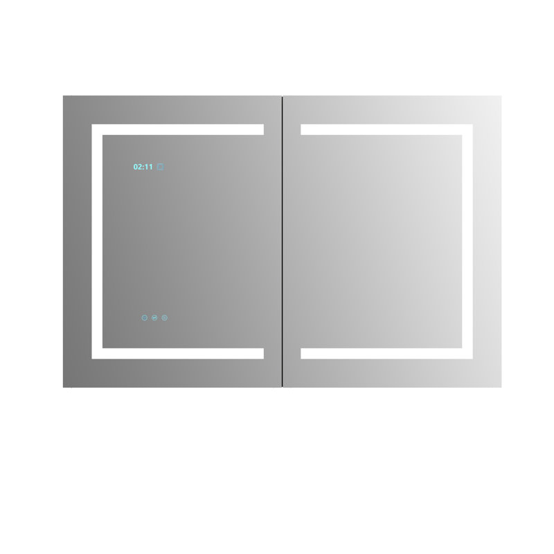 Pharmacie X32 pouces avec miroir, montage en surface ou encastré en aluminium, grand espace de rangement pour la salle de bain