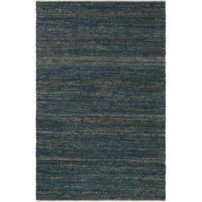 Tapis uni / rayé bleu océan Durah
