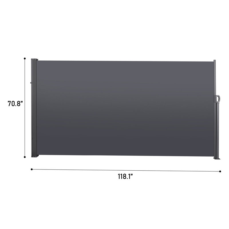 Retractable Side Screen Awning, UV Resistant, Waterproof, Patio Privacy Screen for Garden, Balcony, Courtyard(Dark Grey), 118.1" x 70.9"