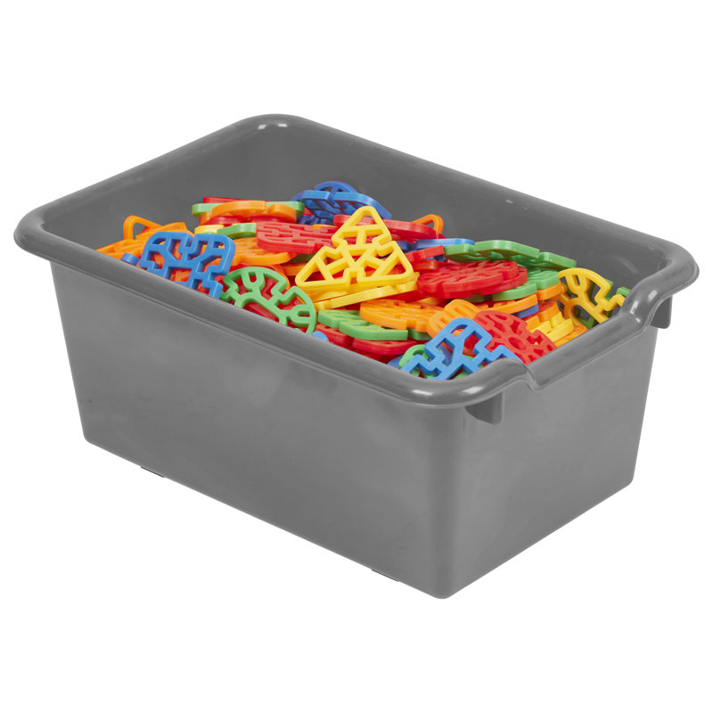 ECR4Kids Scoop Front Storage Bin, Multipurpose Organization, 15-Piece, Dark Grey