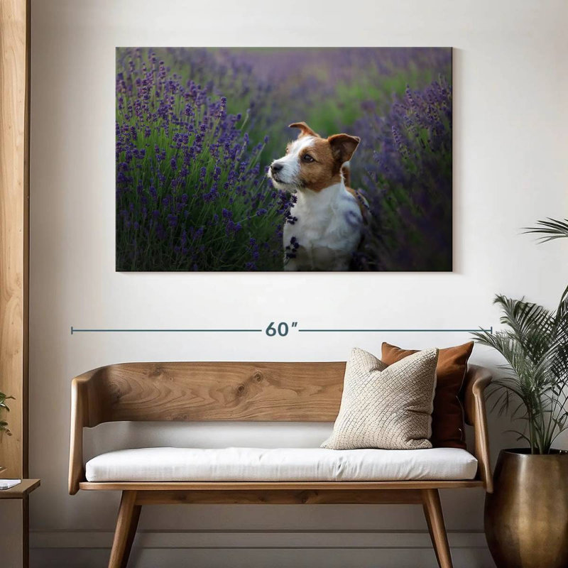 Crowle Jack Russell And Lavender, 32" H x 48" W