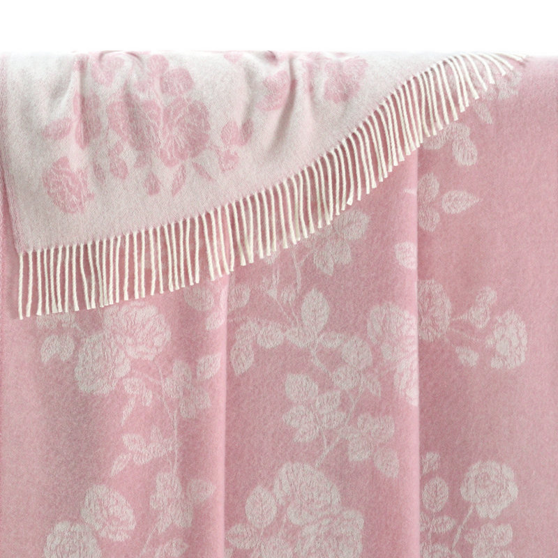 Pink Roses Merino Wool Throw