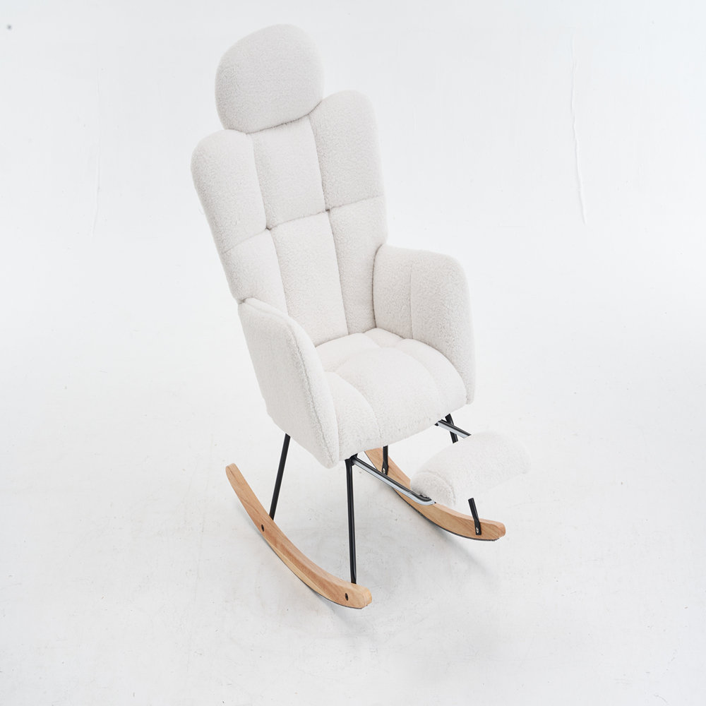 George Oliver Teddy Fabric Upholstered Nursery Rocking Glider Chair ...