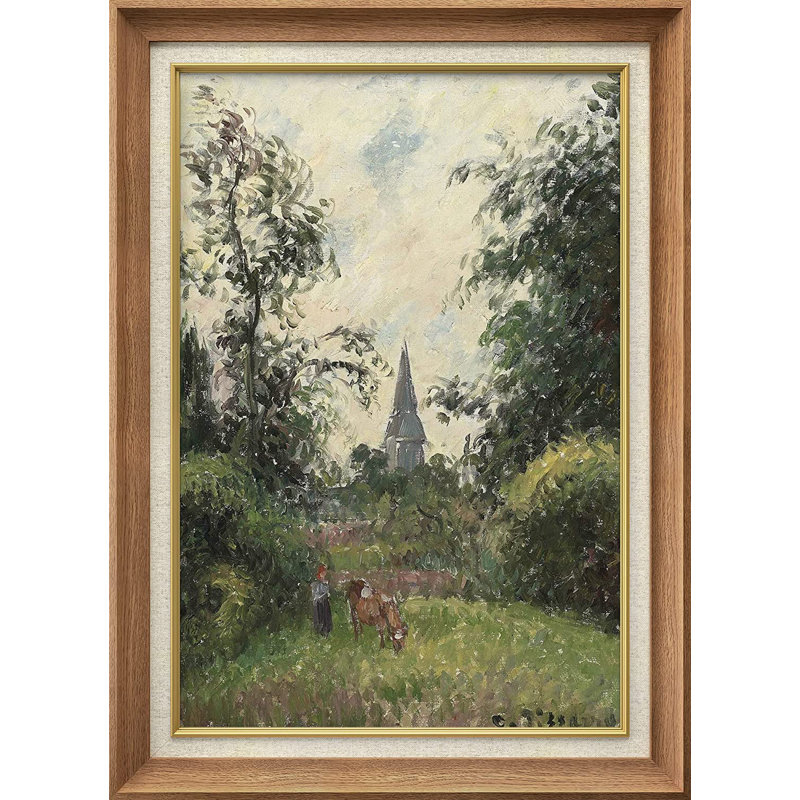 "Le Clocher de Bazincourt" par Camille Pissarro - Peinture sur toile, Naturel