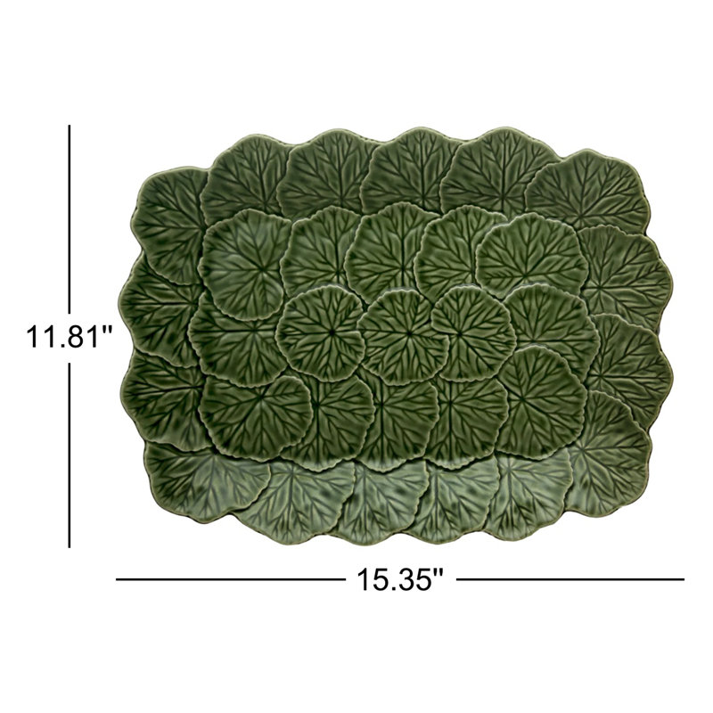 Bordallo Pinheiro Geranium Platter, Green