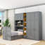 Lit simple escamotable en bois avec tablettes-130836188