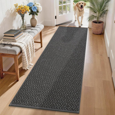 Tapis de couloir intérieur antidérapant lavable avec un design à faible velours résistant aux taches et un envers en TPR pour le couloir, l'entrée, la cuisine et la salle de lavage