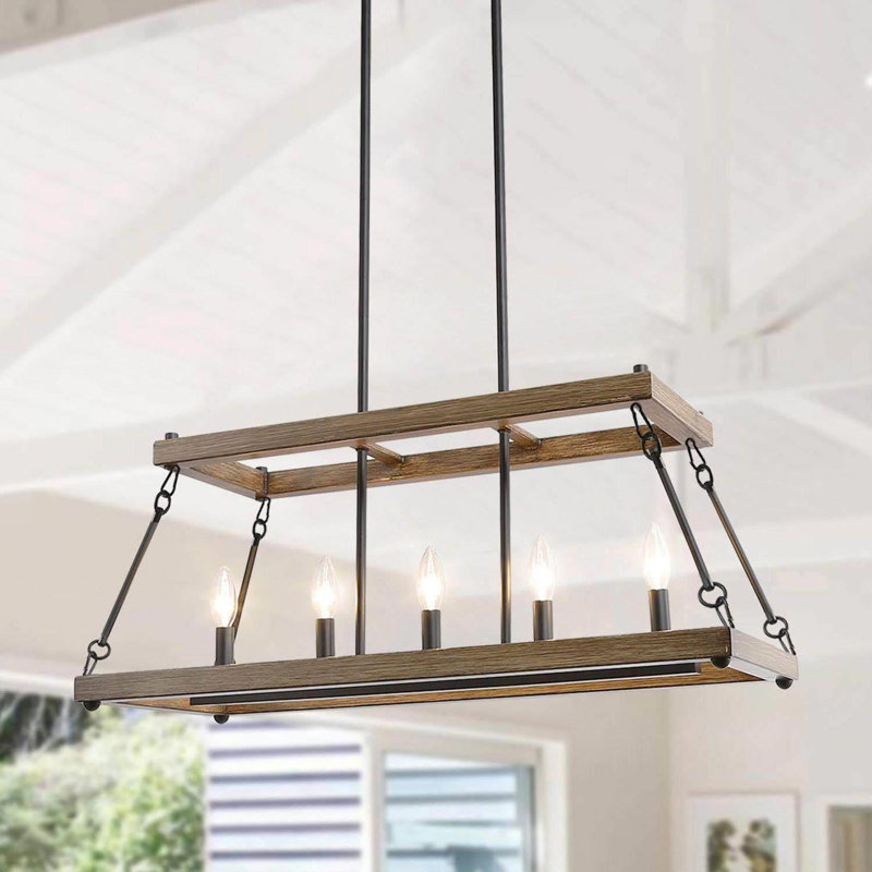 Luminaire suspendu linéaire à 5 lumières pour îlot de cuisine Moulton