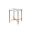 Table de bout avec plateau en verre transparent et finition champagne