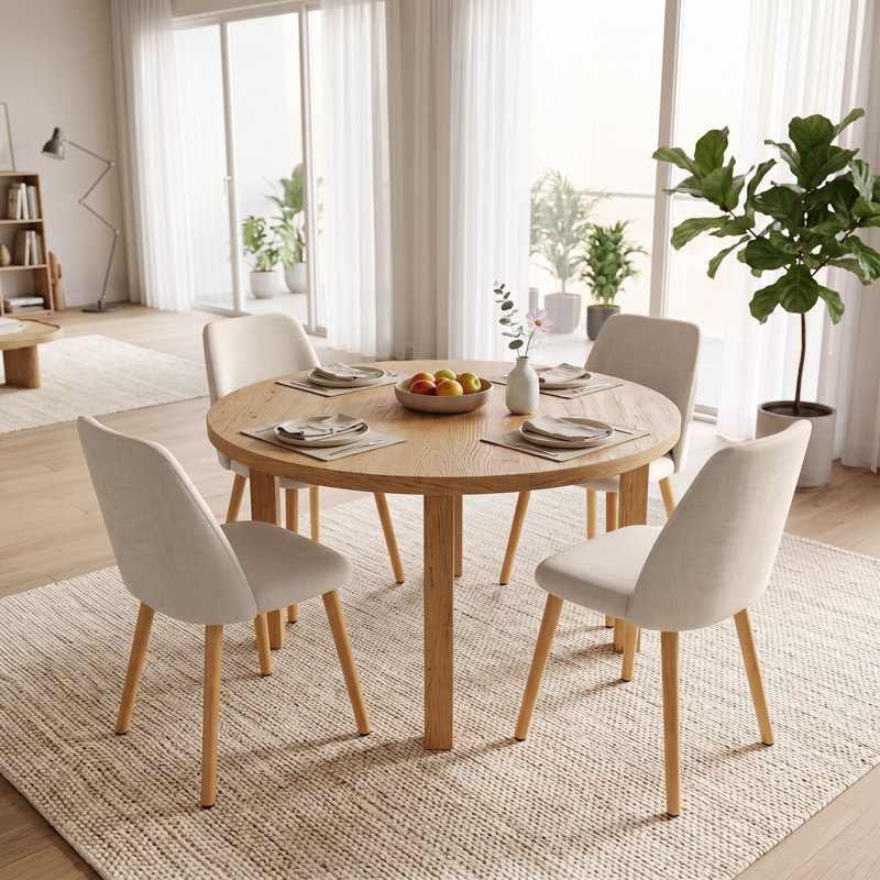 48 cm H Side Chair, Beige, 4, Beige