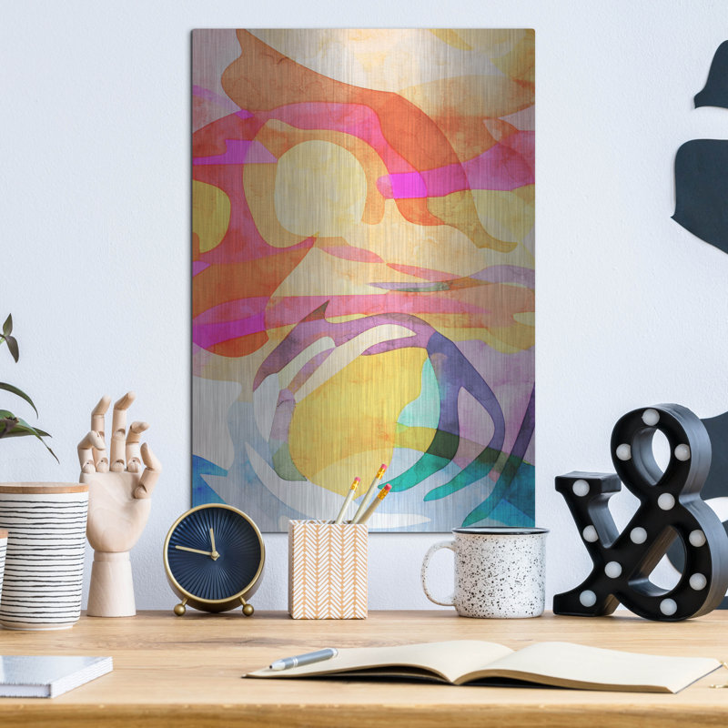 Mur en métal Ivy Bronx «Colorful Abstract» par Design Fabrikken, H 16 po x l 12 po