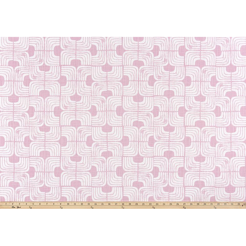Taffy Pink and white retro geometric print curtains, L 108 po x L 50 po
