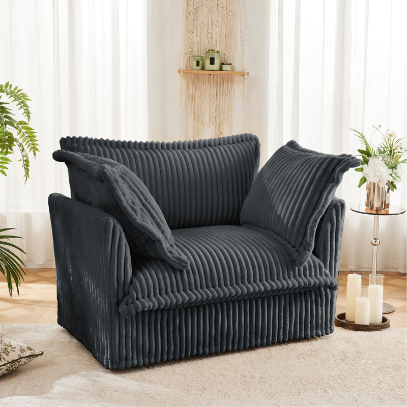 Fauteuil à housse avec 1 grand coussin de dossier et 2 grands coussins décoratifs, 1 siège profond et 1 canapé confortable