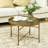 Nicholas 24" Round Coffee Table With Hammered Tray Top, Vintage Metal Center Table For Living Room, Bedroom, Side Table-91481186