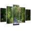 Forest Nature Green Landscape - 5 Piece No Frame Print on Canvas-1977396909