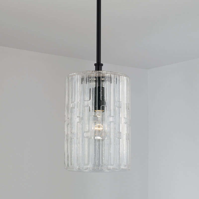 Luminaire suspendu cylindrique à 1 lumière Emerson, Noir mat