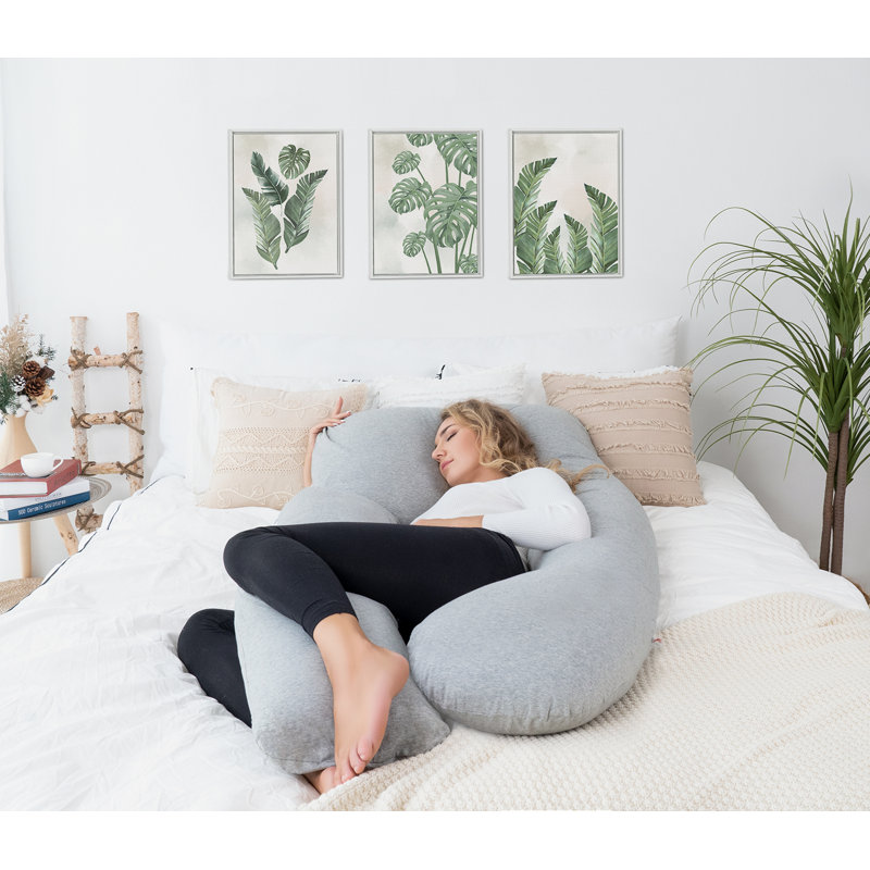 Oreiller pour la grossesse, oreiller complet en forme de U, coussin d'allaitement, de soutien et de maternité pour les femmes enceintes avec housse en velours amovible (gris)