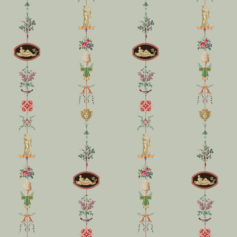 NeoClassical Stripe - Wallpaper, Daytime Blue, Faux Grasscloth
